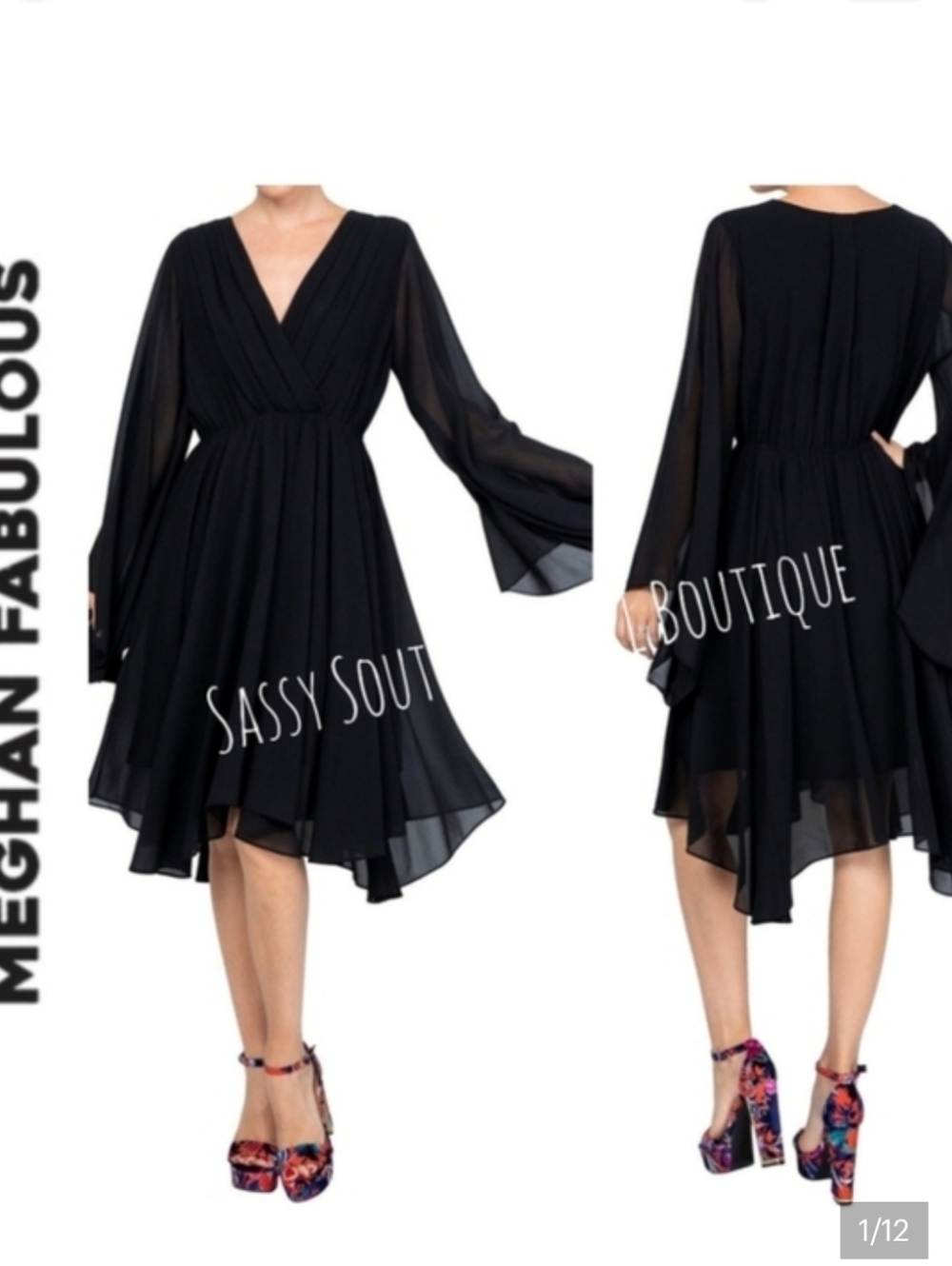 🆕⭐ Meghan Los Angeles black 70's flowy dress